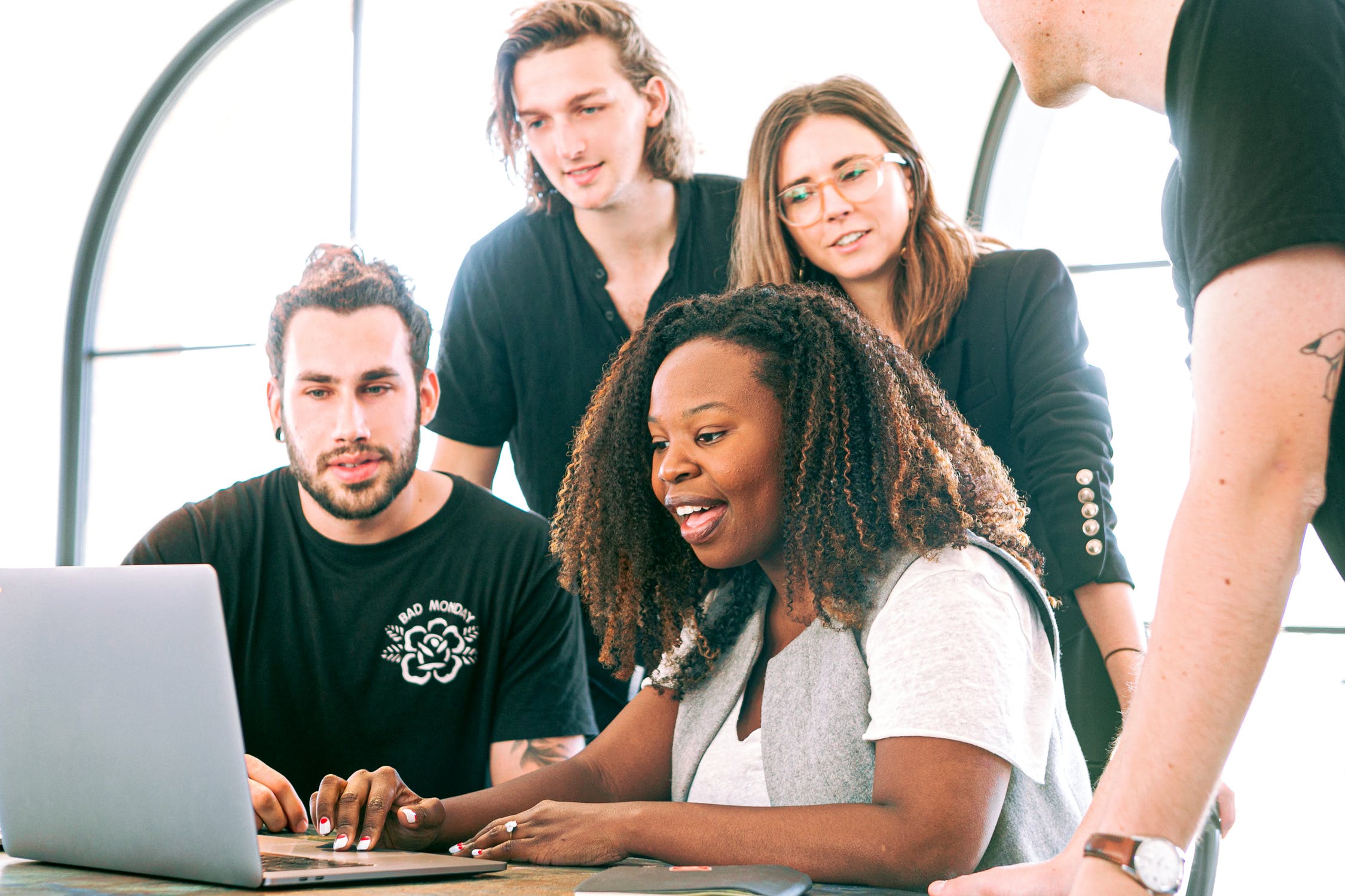 Team working at computer