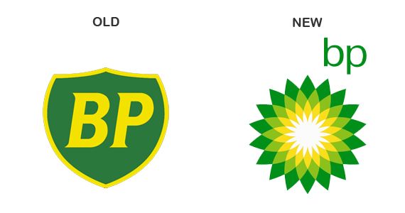 The old BP logo VS the new BP logo