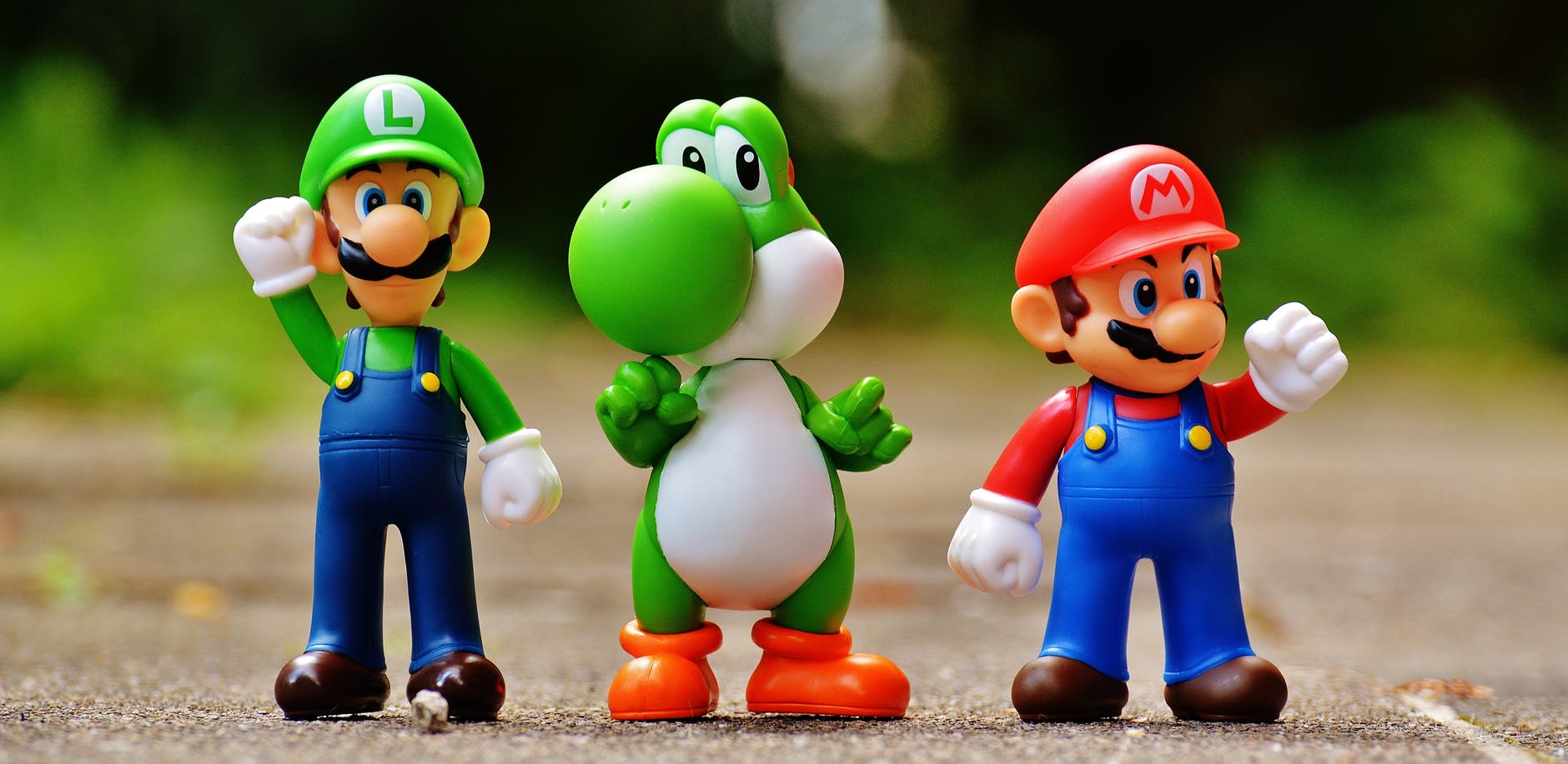 Mario, Luigi and Yoshi figurines from the game "Mario Kart".