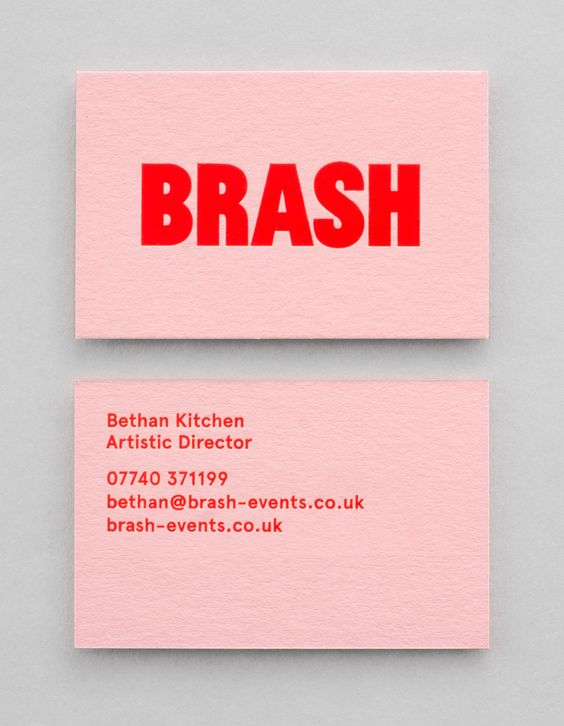Brash business card design by Natalie Price
